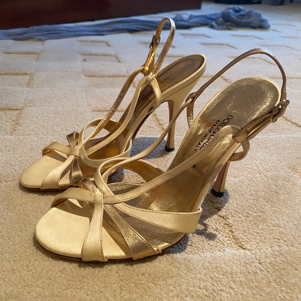 Dolce Gabbana Gold Slingback Heels